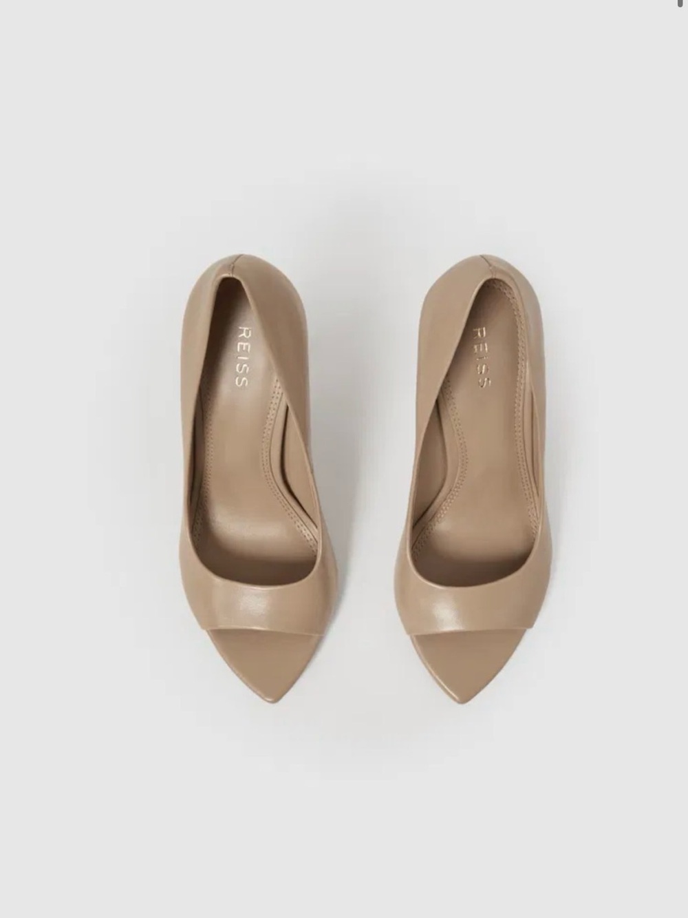 Reiss Taupe Pointed-Toe Leather Pumps